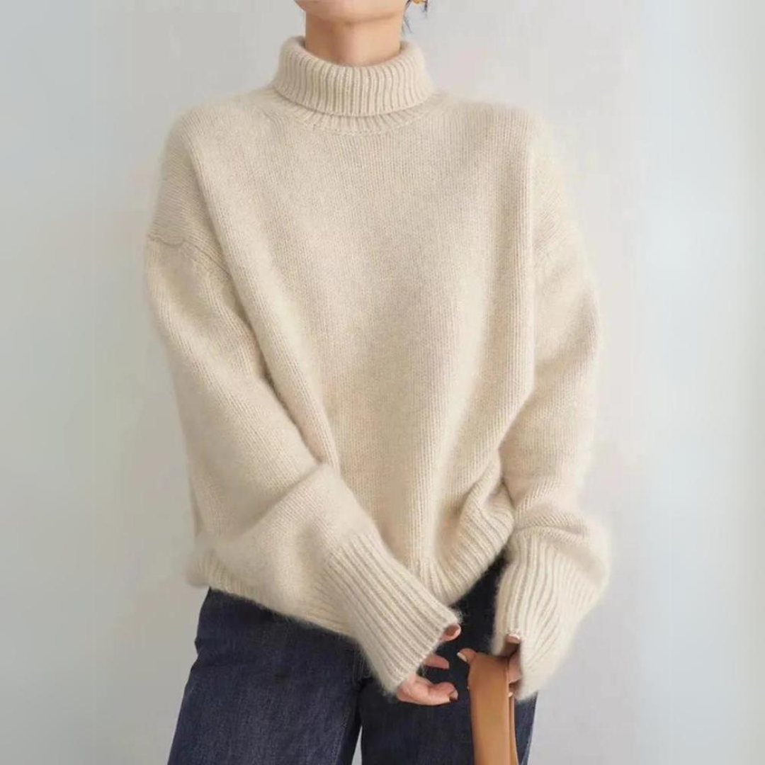 Lena™ – Behagelig, strikket, blød rullekravesweater