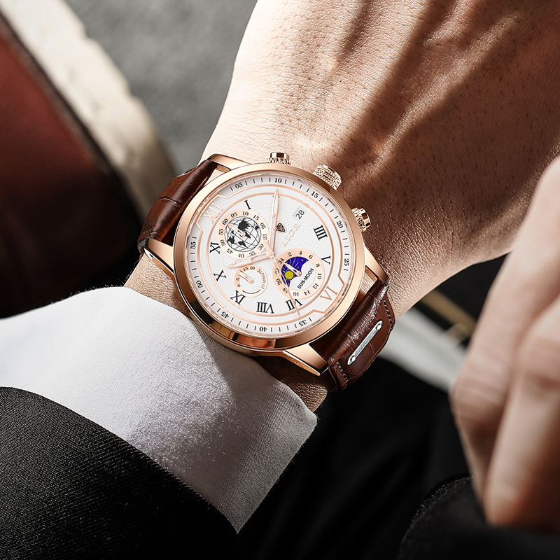 Oliver™ | Chronografur med premium læderrem