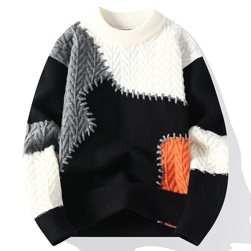 Lizette | Hyggelig Patchwork Striktrøje