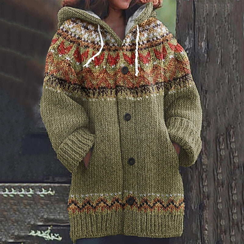 Astrid™ | Strikket Cardigan med Hætte
