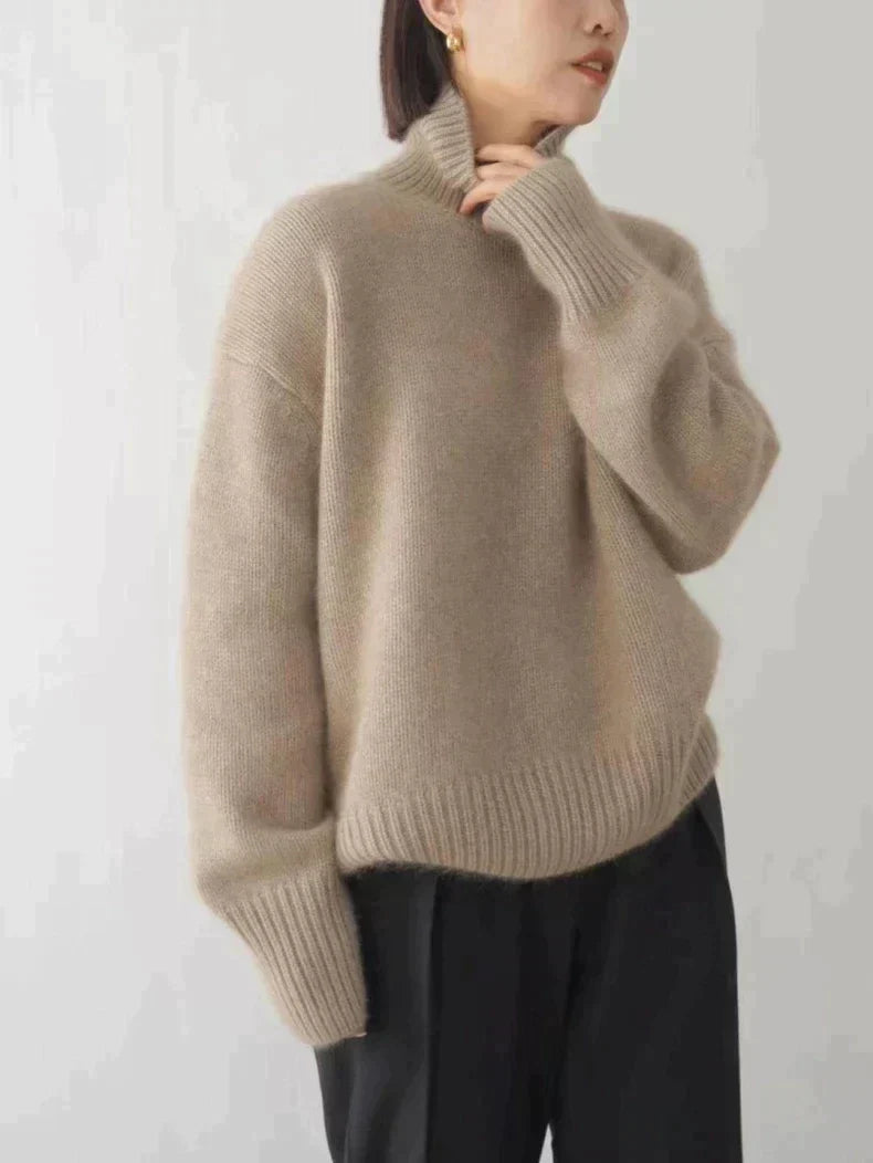 Lena™ – Behagelig, strikket, blød rullekravesweater