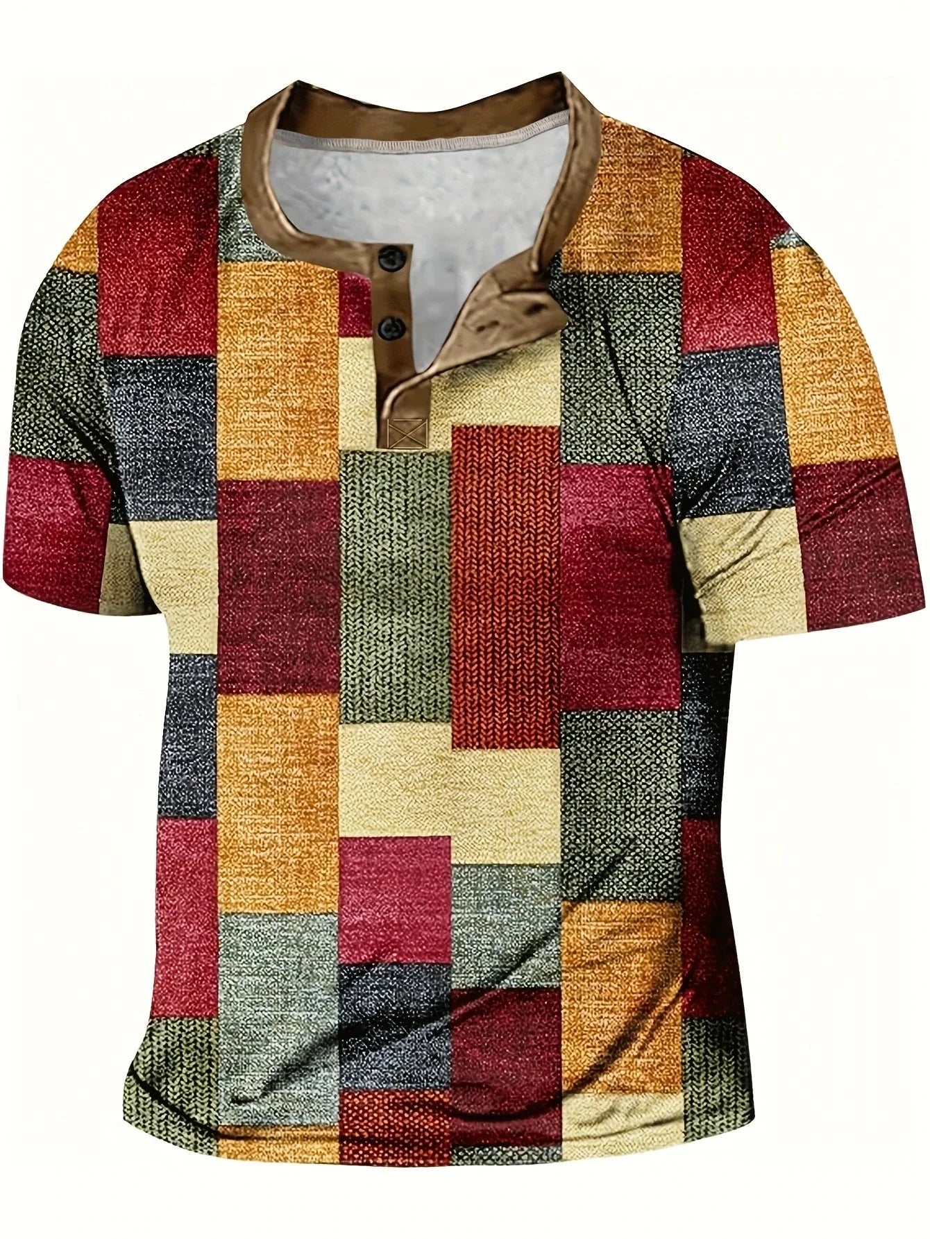 Maron | Stilfuld Patchwork Henley Skjorte