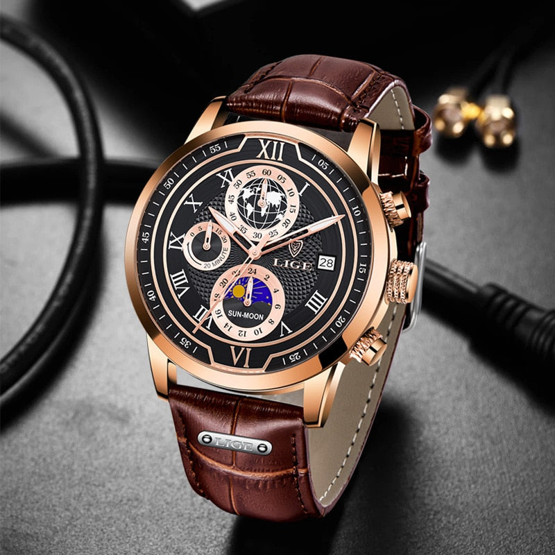 Oliver™ | Chronografur med premium læderrem