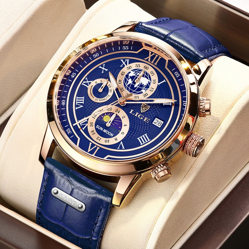 Oliver™ | Chronografur med premium læderrem