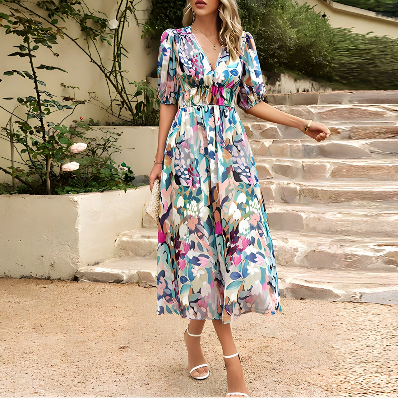Liselotte – Maxikjole med blomsterprint