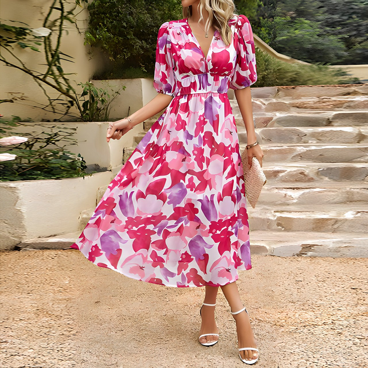 Liselotte – Maxikjole med blomsterprint
