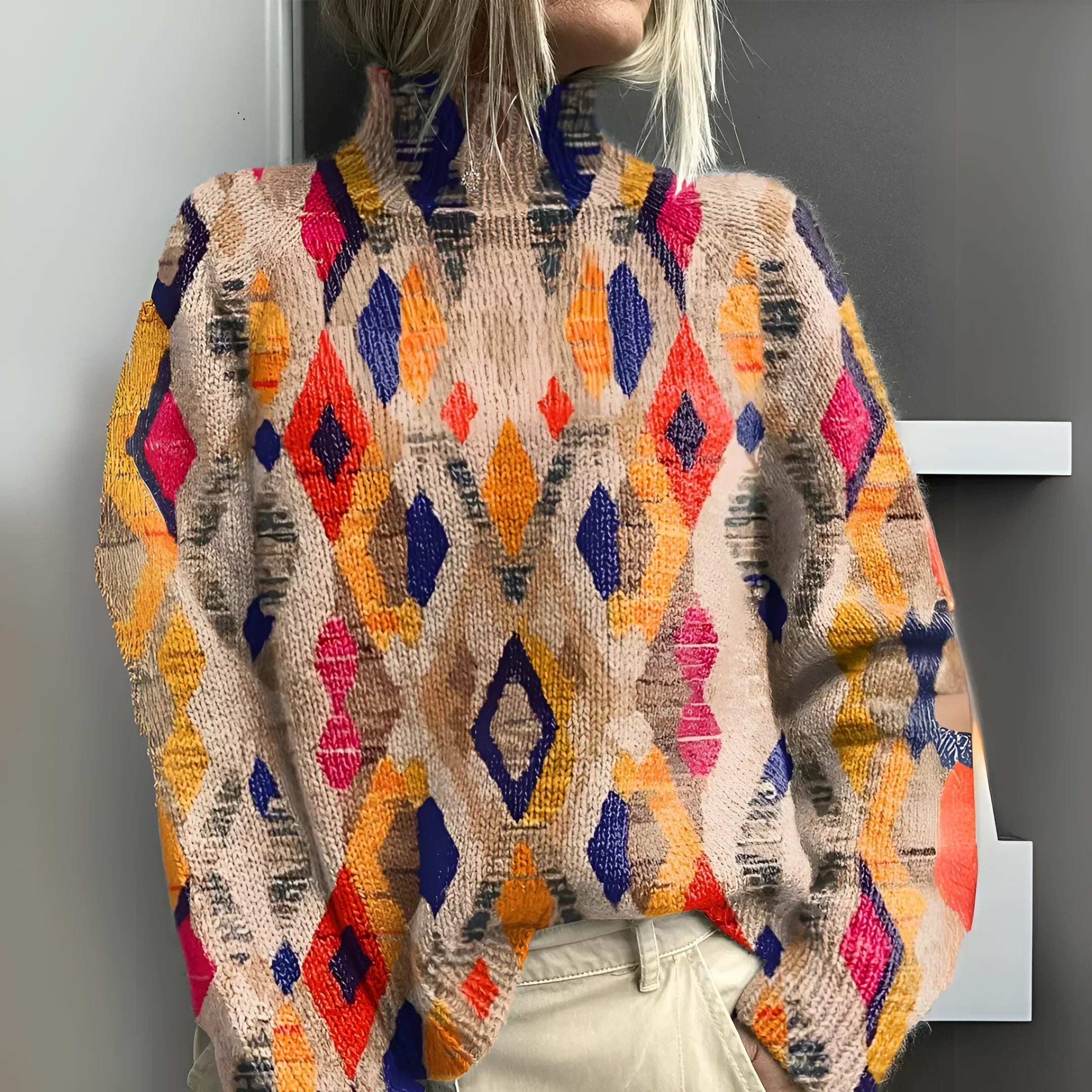 Lona | Dristig Diamantstrikket Sweater