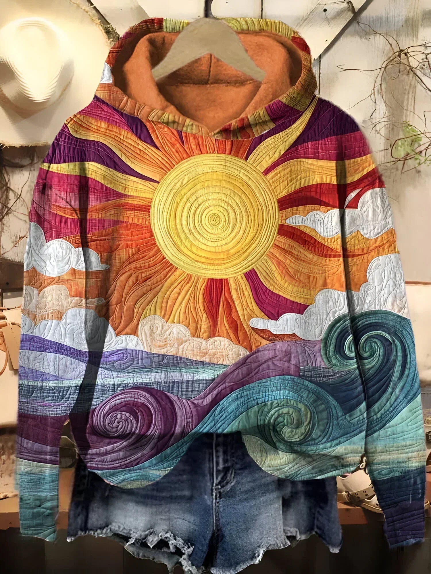 Judith | Farverig Sol og Bølger Sweater