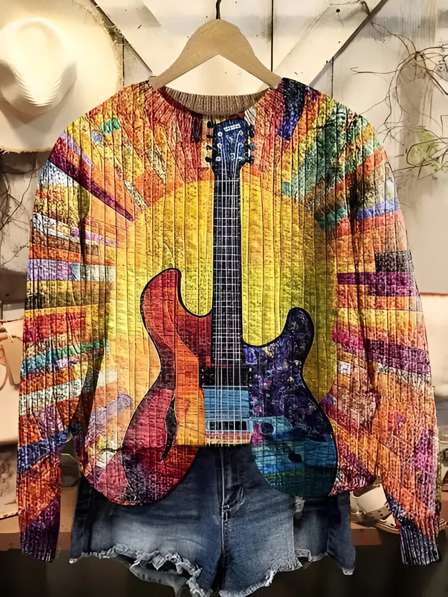 Lorena | Livlig Guitar Print Sweater