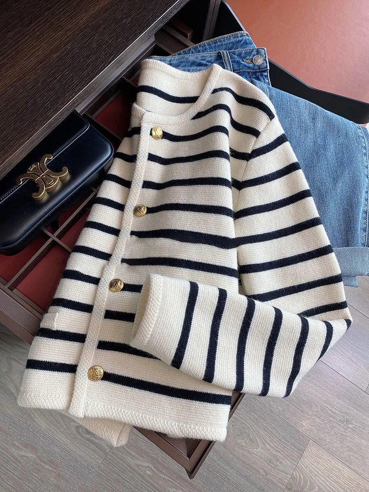 Juliane | Stilfuld Stribet Strikket Cardigan