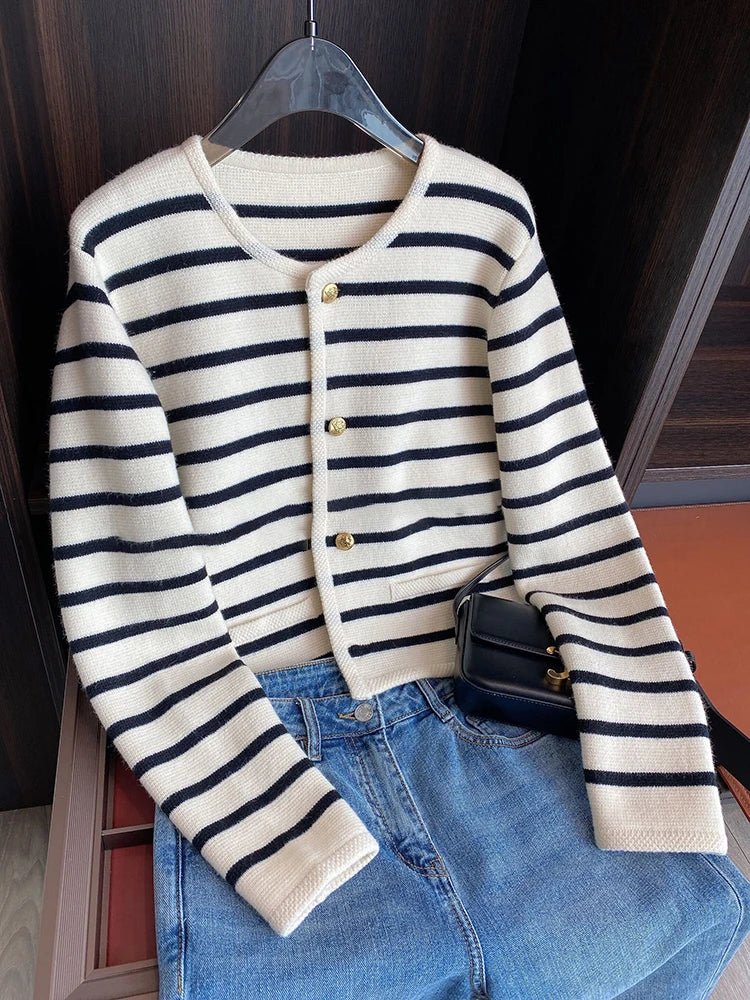 Juliane | Stilfuld Stribet Strikket Cardigan
