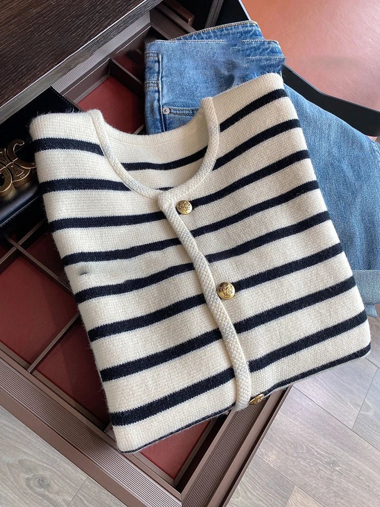 Juliane | Stilfuld Stribet Strikket Cardigan